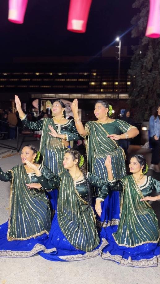 Masakali squad posing in green and blue at night